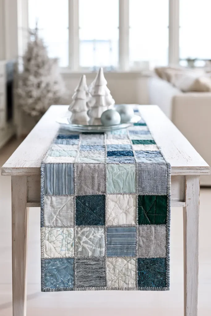 Scrappy Quilted Christmas Table Runner