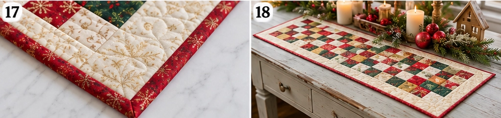 Scrappy Quilted Christmas Table Runner