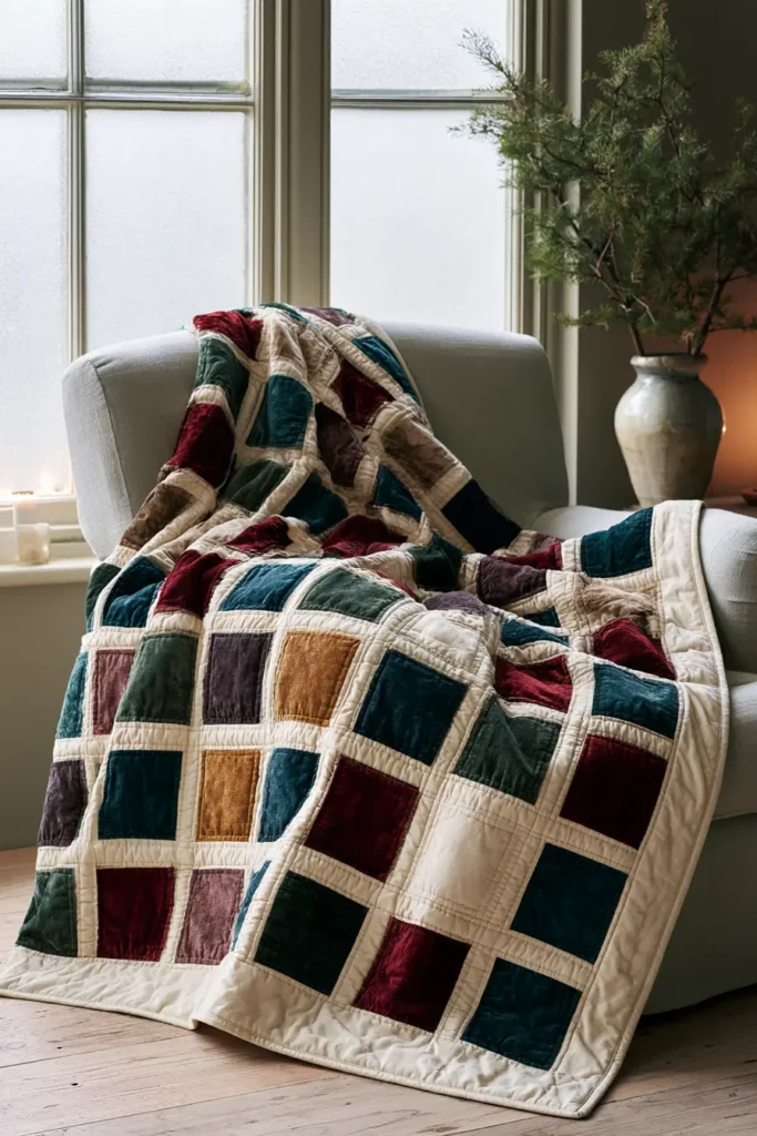 Scrappy Quilted Christmas Throw