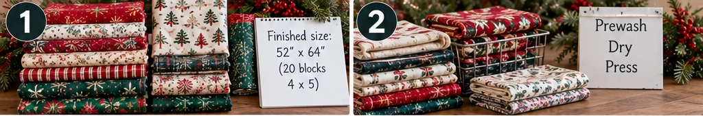 Scrappy Quilted Christmas Throw