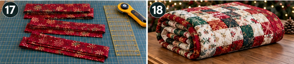 Scrappy Quilted Christmas Throw