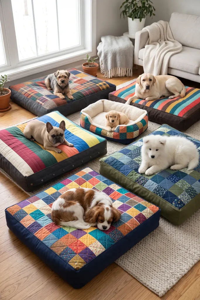 Scrappy Quilted Dog Bed