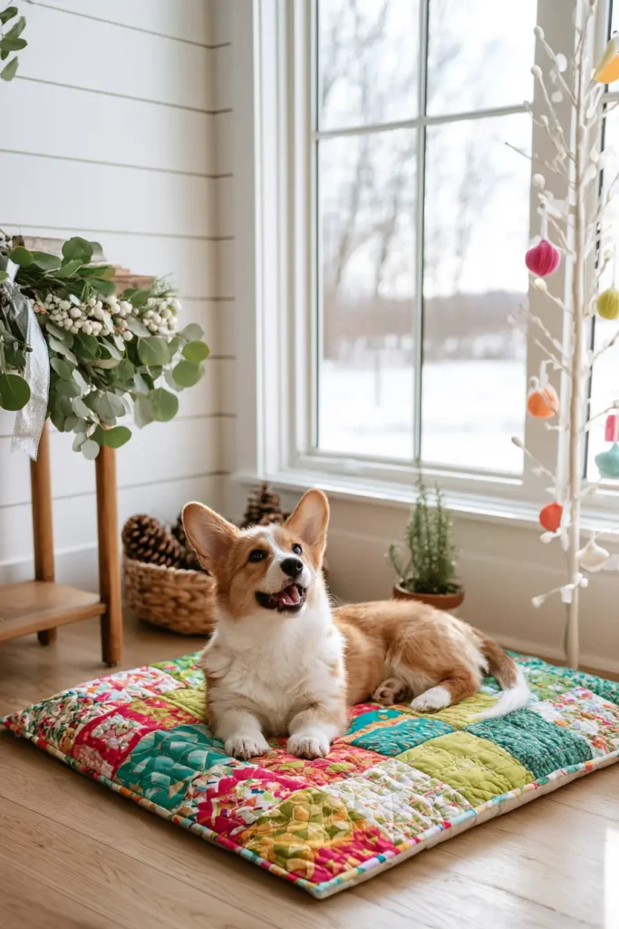 Scrappy Quilted Dog Bed