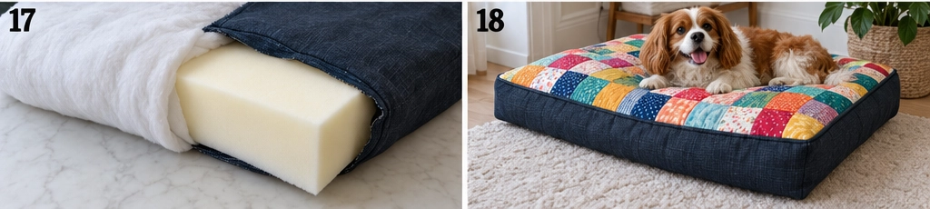 Scrappy Quilted Dog Bed