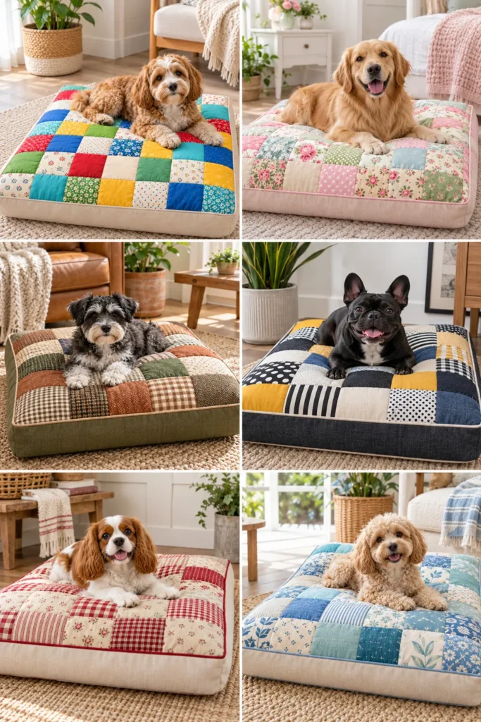Simple Patchwork Quilted Dog Bed