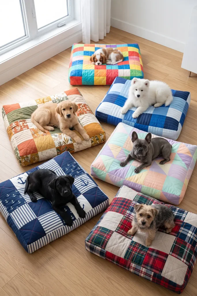 Simple Patchwork Quilted Dog Bed