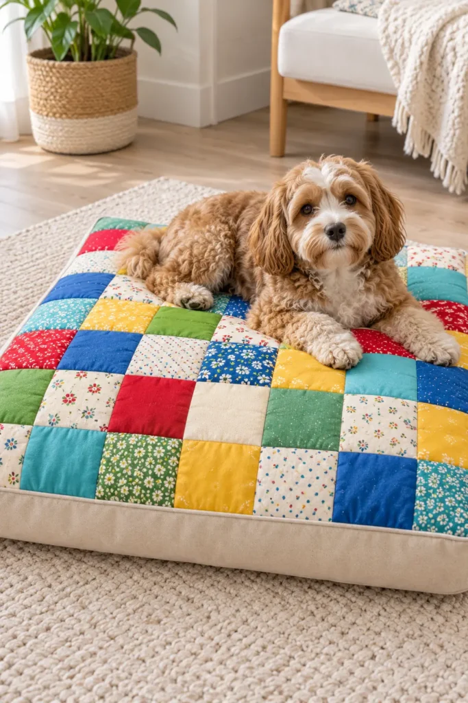 Simple Patchwork Quilted Dog Bed