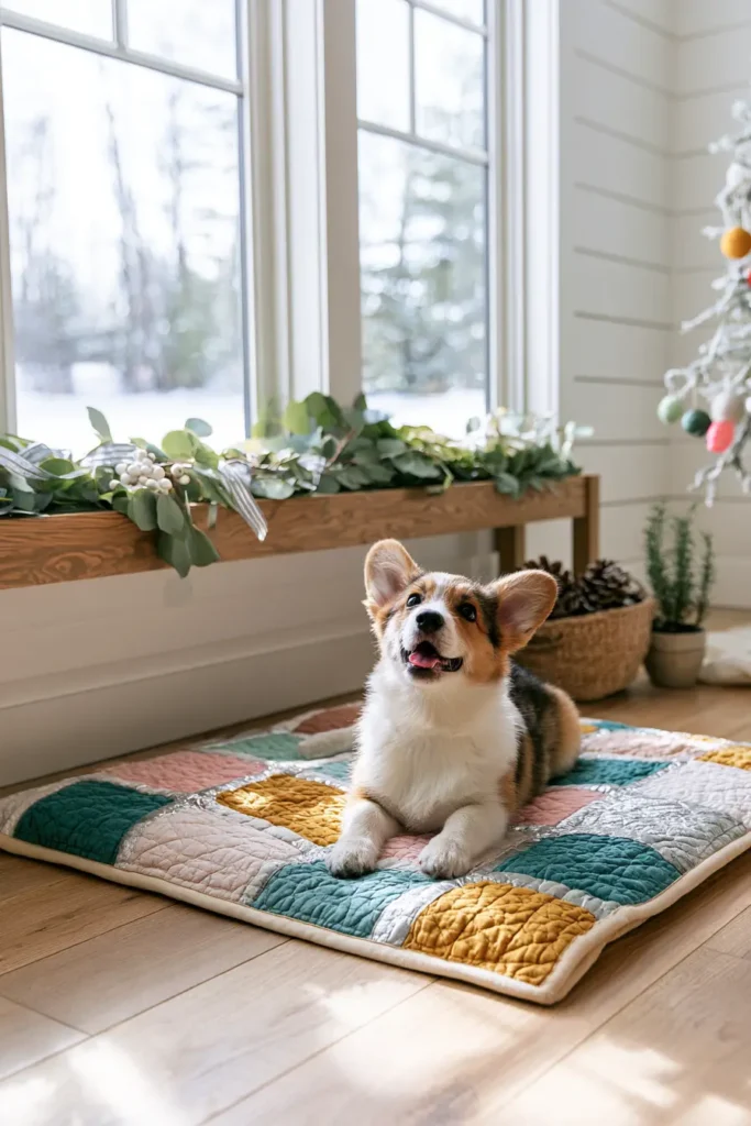 Simple Patchwork Quilted Dog Bed