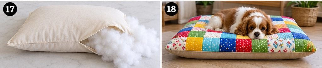 Simple Patchwork Quilted Dog Bed