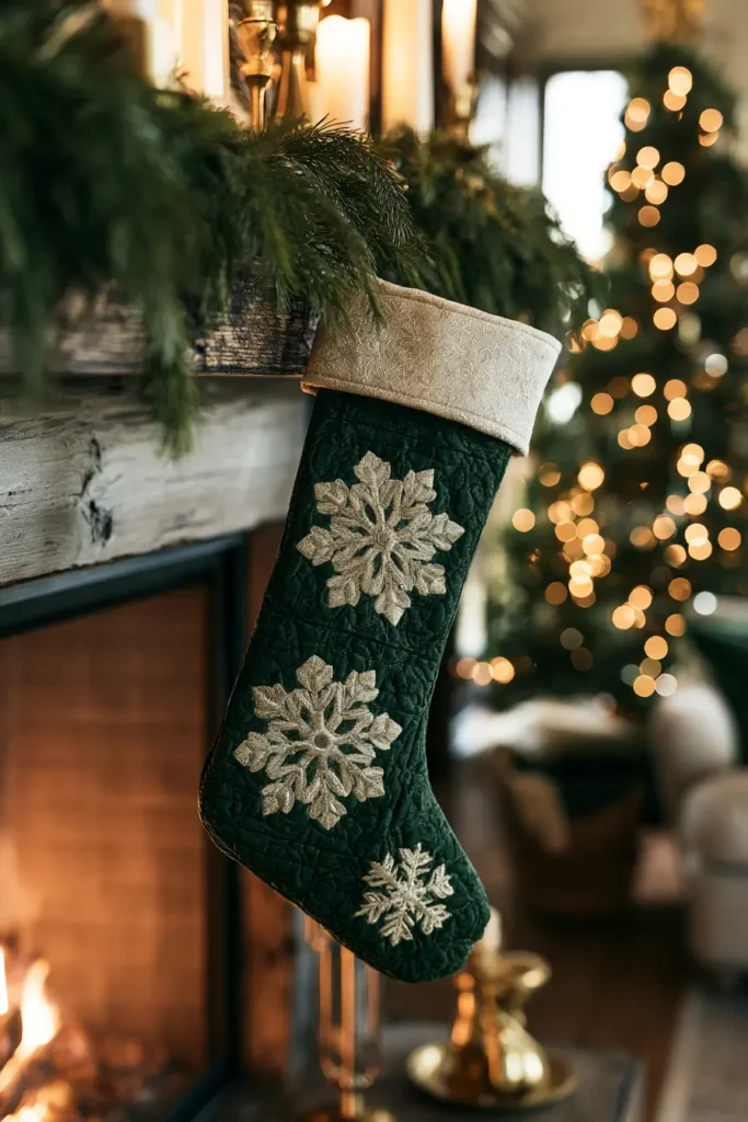 Snowflake Quilted Christmas Stocking