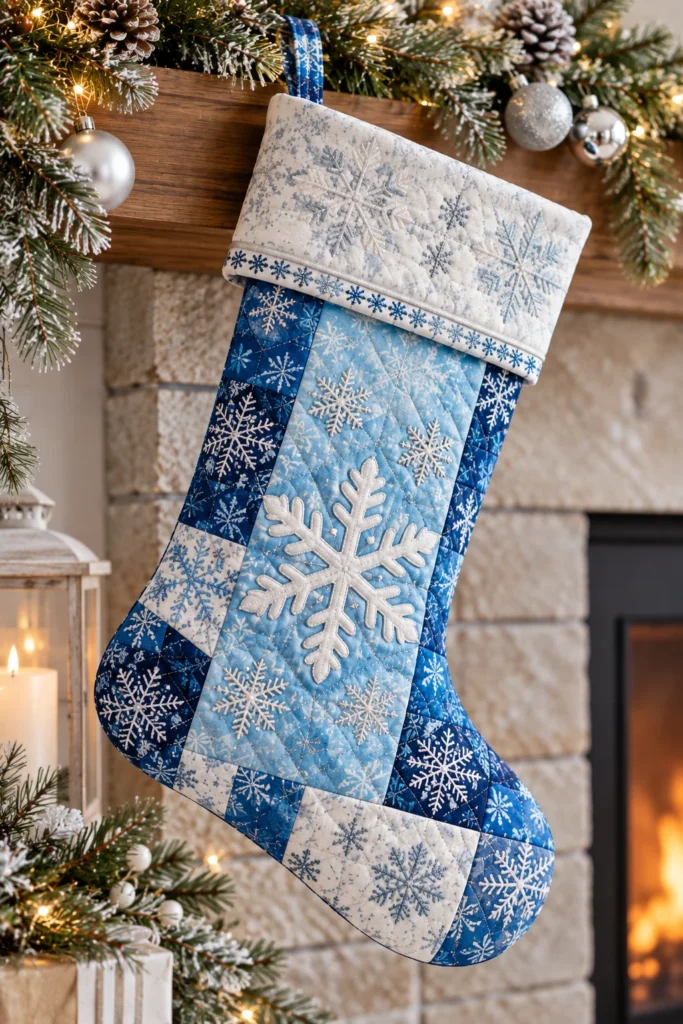 Snowflake Quilted Christmas Stocking