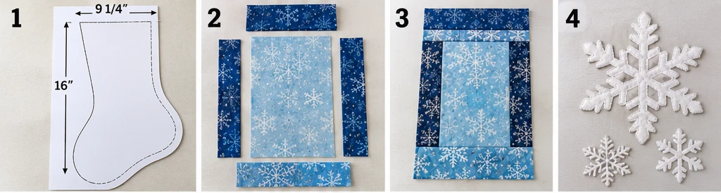 Snowflake Quilted Christmas Stocking