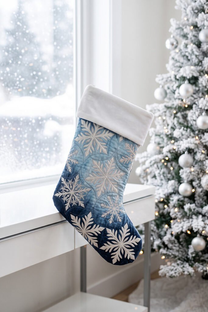Snowflake Quilted Christmas Stocking