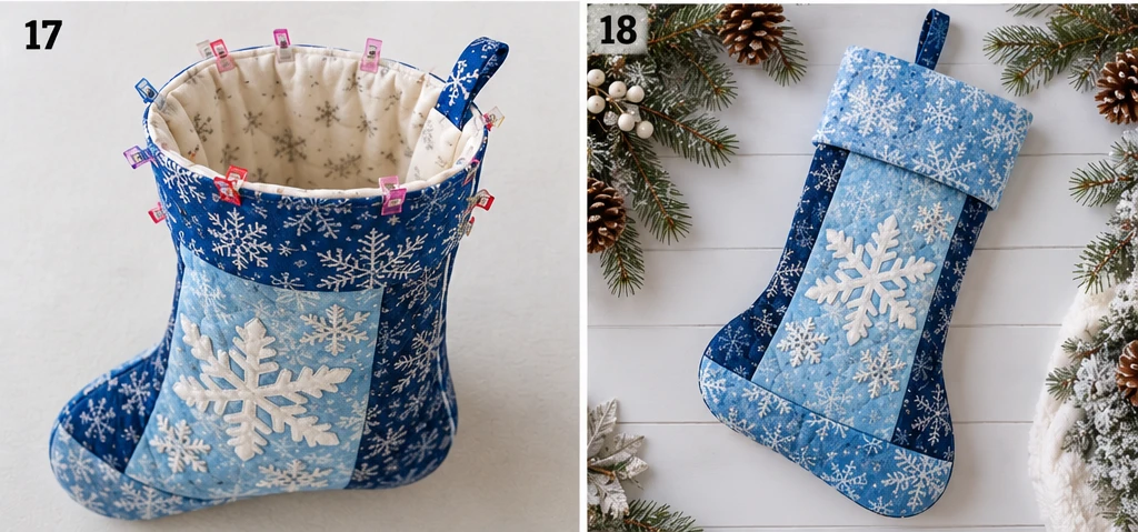 Snowflake Quilted Christmas Stocking