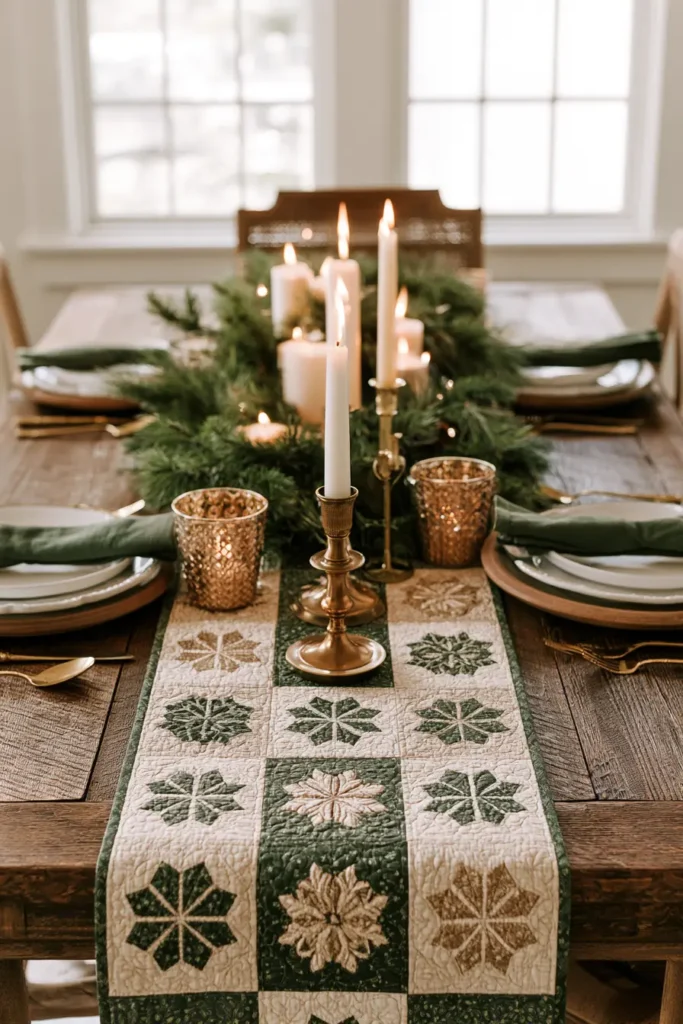 Snowflake Quilted Christmas Table Runner