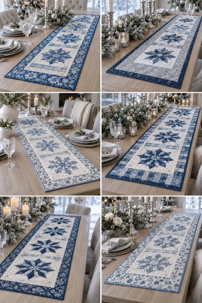 Snowflake Quilted Christmas Table Runner