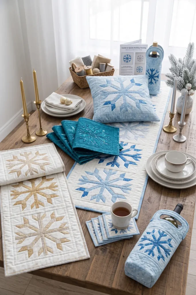 Snowflake Quilted Christmas Table Runner