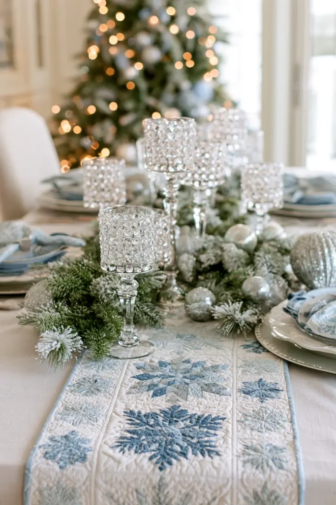Snowflake Quilted Christmas Table Runner