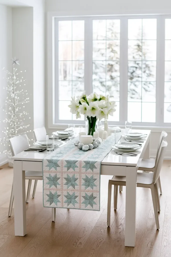 Star Block Quilted Christmas Table Runner