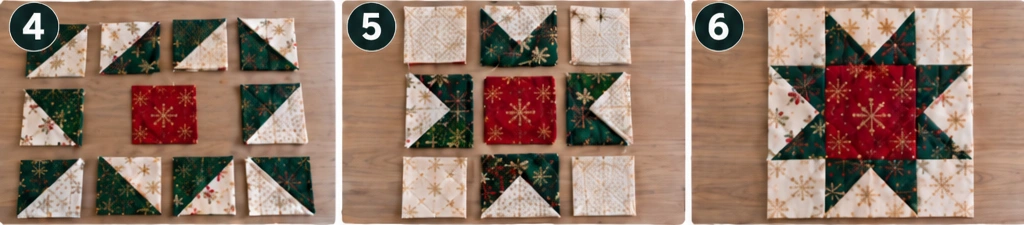 Star Block Quilted Christmas Table Runner