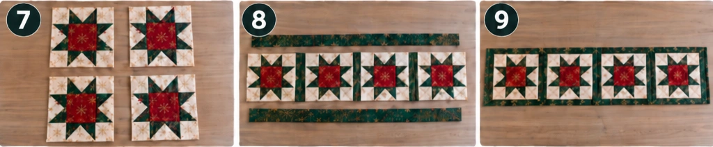 Star Block Quilted Christmas Table Runner
