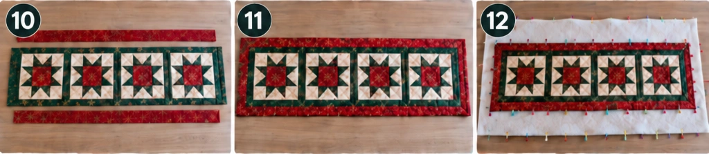 Star Block Quilted Christmas Table Runner
