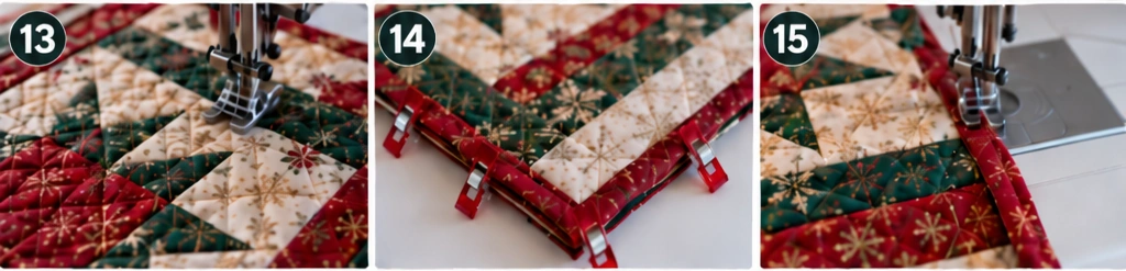 Star Block Quilted Christmas Table Runner