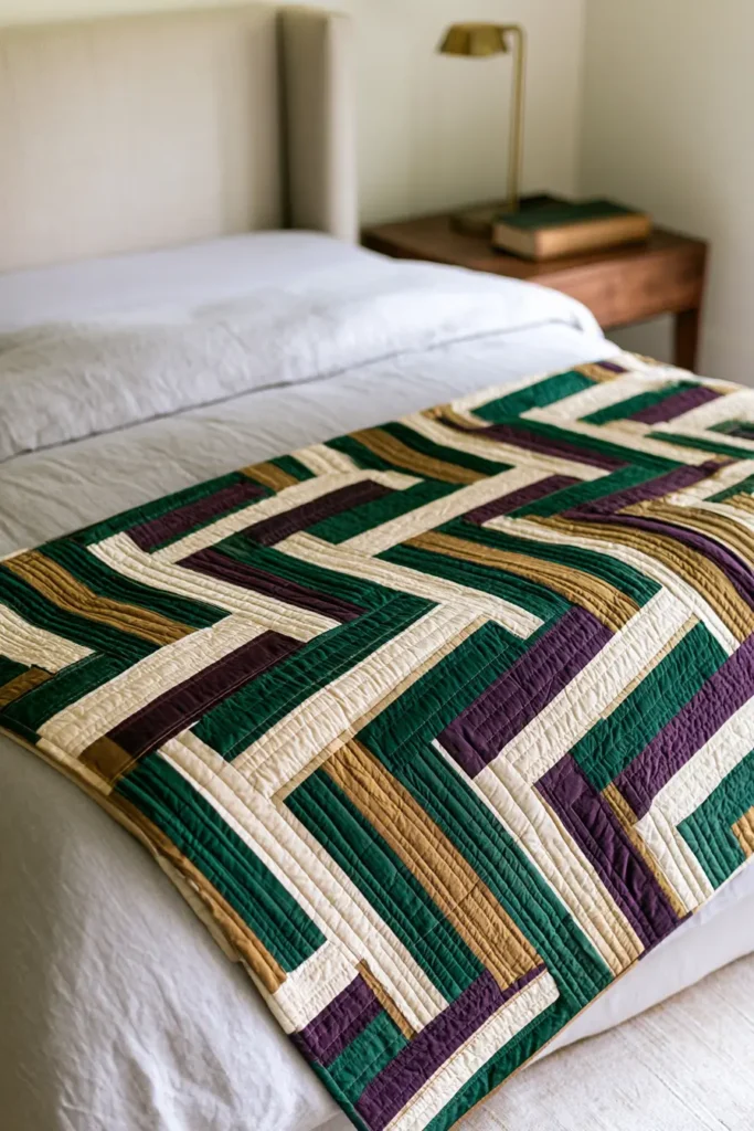 Straight Furrows Rail Fence Quilt