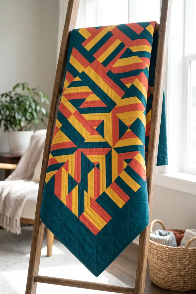 Straight Furrows Rail Fence Quilt