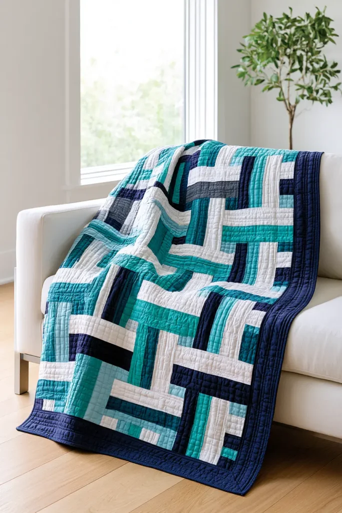 Straight Furrows Rail Fence Quilt