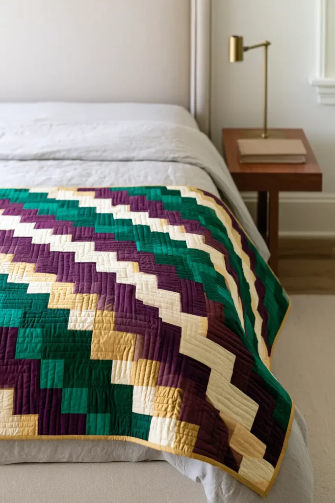 Straight Furrows Rail Fence Quilt