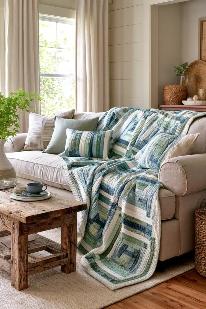Straight Furrows Rail Fence Quilt