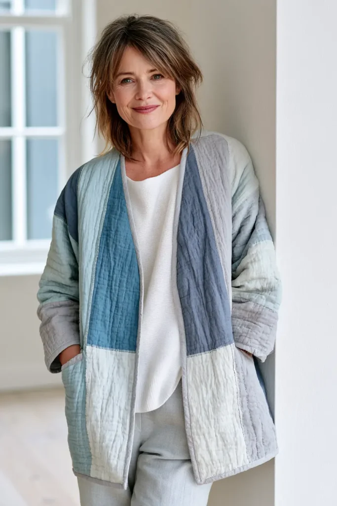 Winter Blue and Silver Quilted Jacket