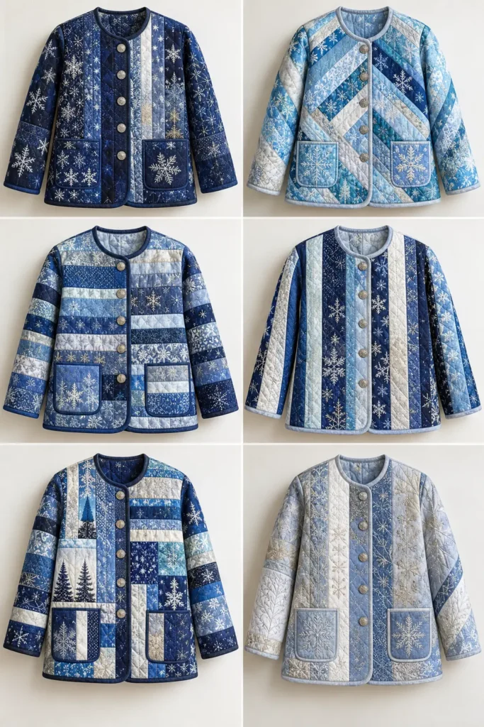 Winter Blue and Silver Quilted Jacket