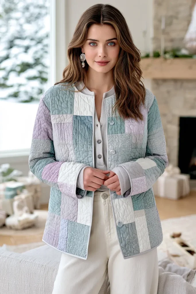 Winter Blue and Silver Quilted Jacket