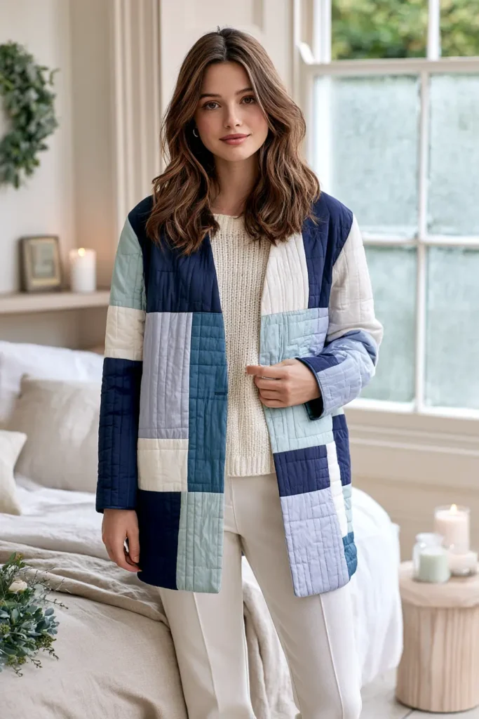 Winter Blue and Silver Quilted Jacket