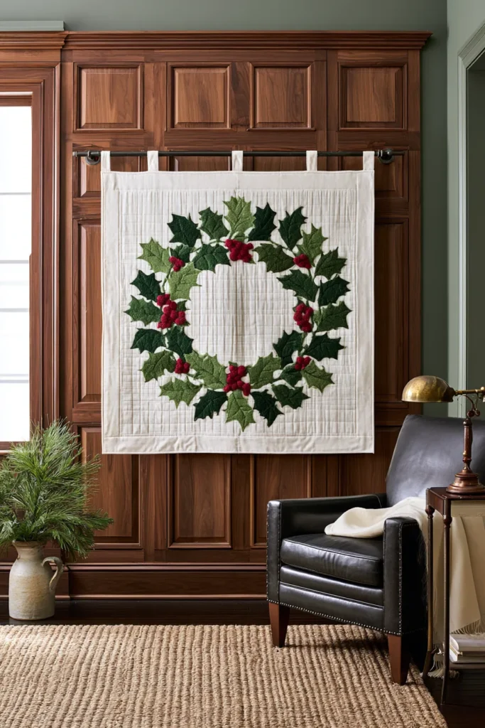Berry Wreath Christmas Quilt Wall Hanging