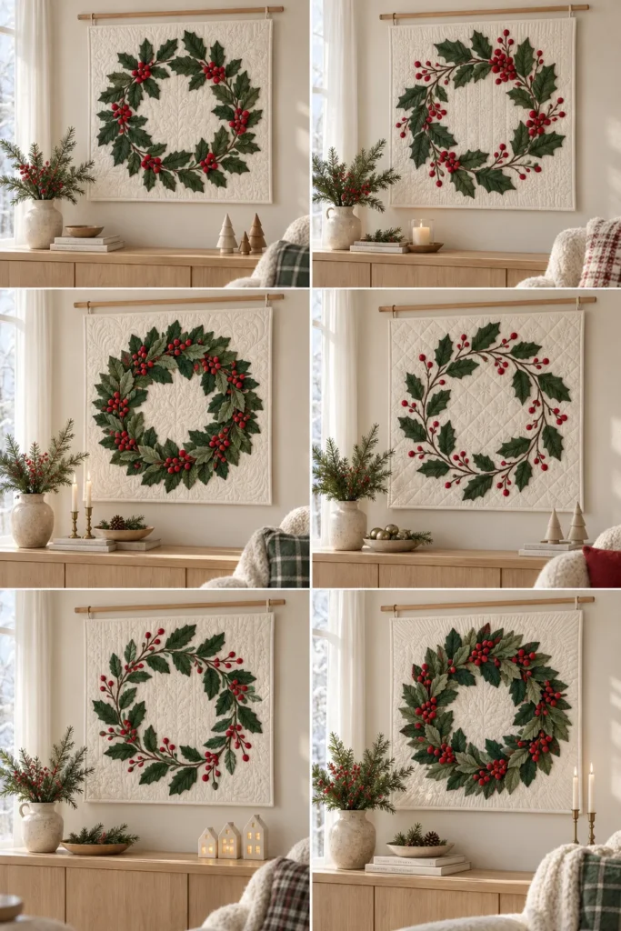 Berry Wreath Christmas Quilt Wall Hanging