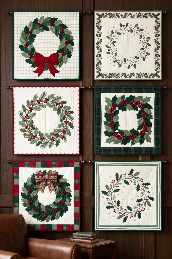 Berry Wreath Christmas Quilt Wall Hanging