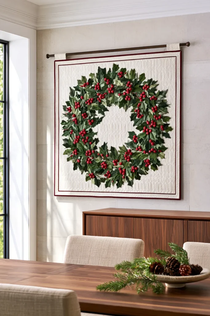Berry Wreath Christmas Quilt Wall Hanging