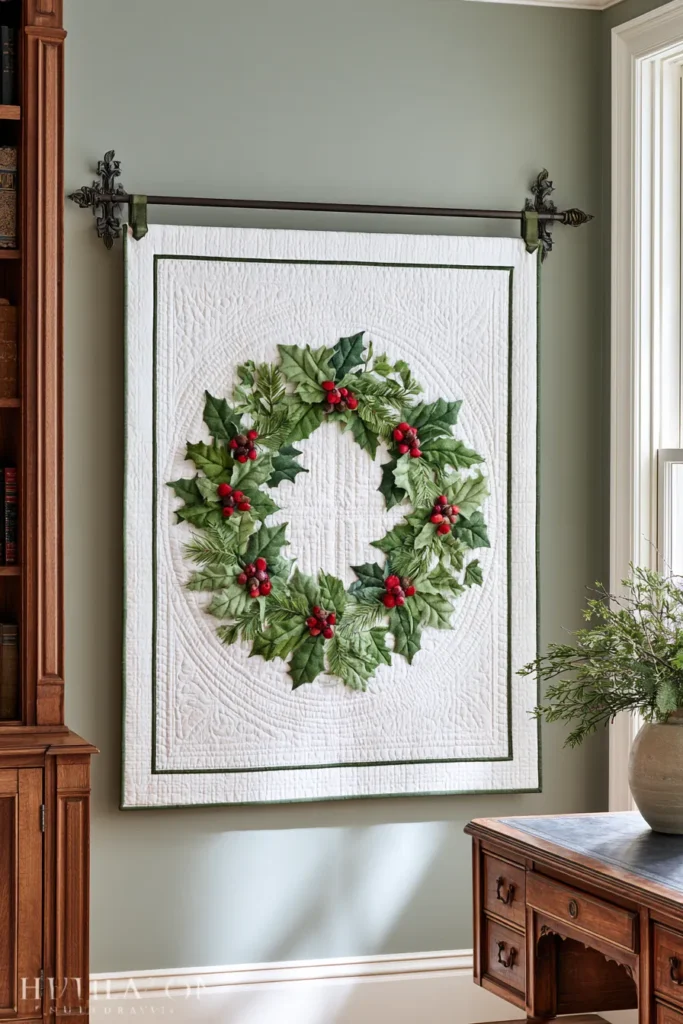 Berry Wreath Christmas Quilt Wall Hanging