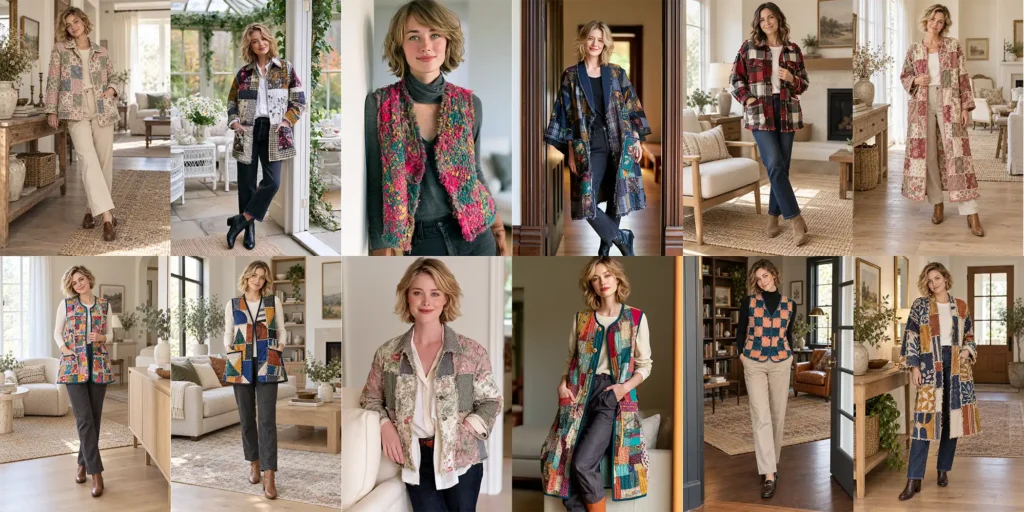 Chic Rag Quilt Jacket, Coat, and Vest Ideas in Denim, Flannel, and Modern Patchwork Prints