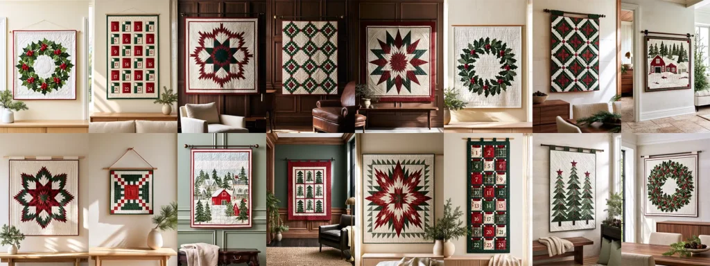 Christmas Quilt Wall Hanging Ideas in Red, Green, and Winter White