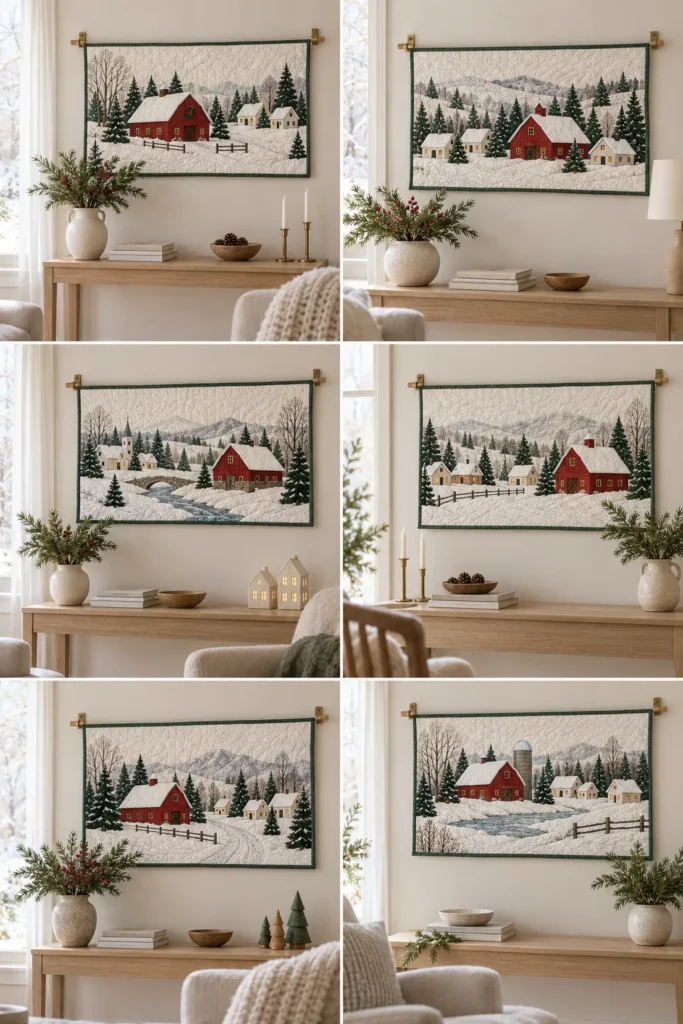 Christmas Snowy Winter Village Wall Hanging