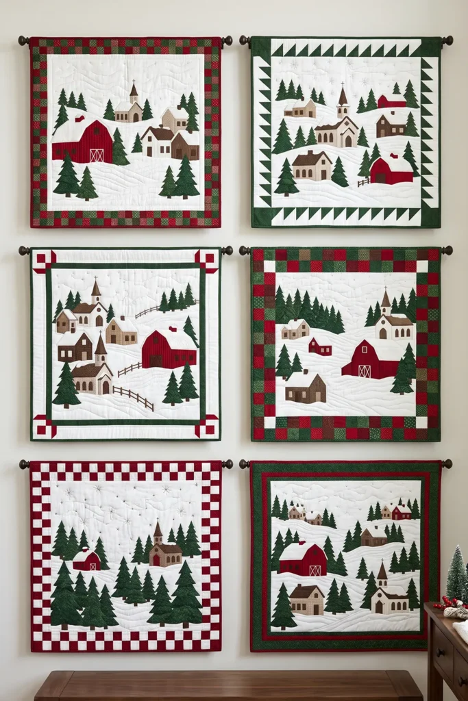 Christmas Snowy Winter Village Wall Hanging