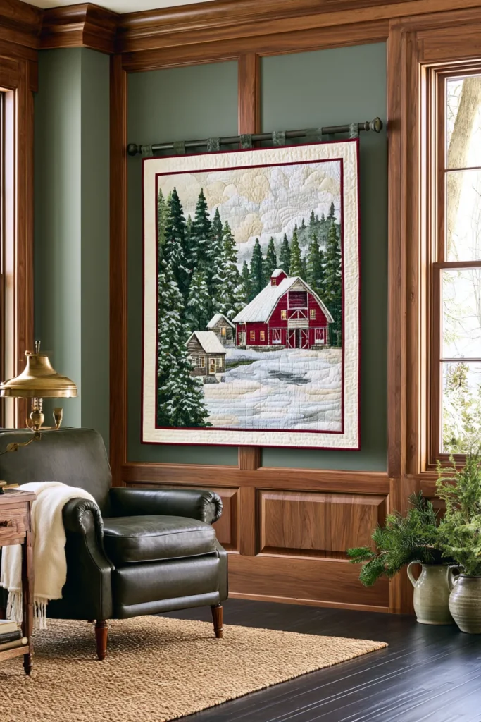 Christmas Snowy Winter Village Wall Hanging