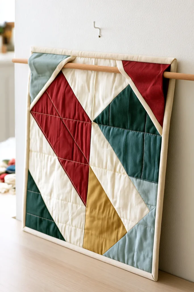Corner Triangles and a Dowel for Mini Quilts