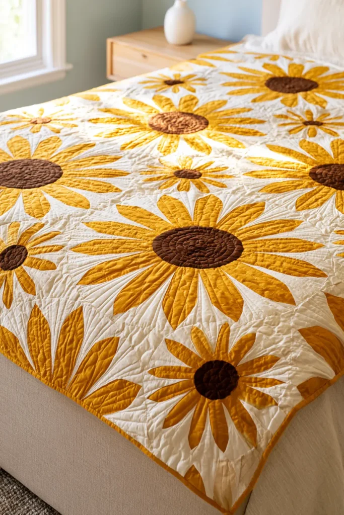 Dresden Plate Daisy and Sunflower Quilt