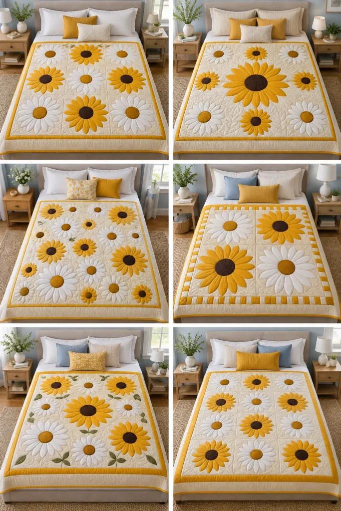 Dresden Plate Daisy and Sunflower Quilt