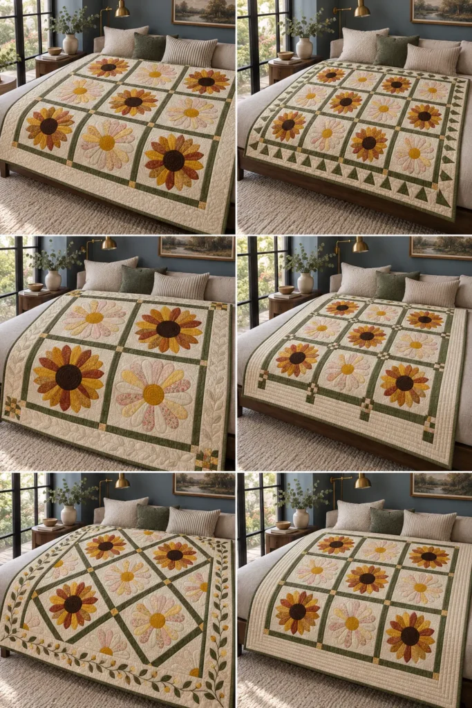 Dresden Plate Daisy and Sunflower Quilt